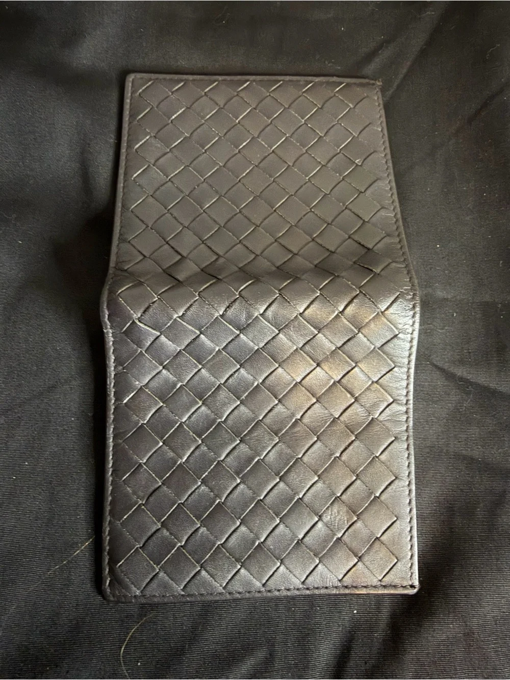 Authentic Bottega Veneta Intrecciato Bifold Wallet Dark Brown